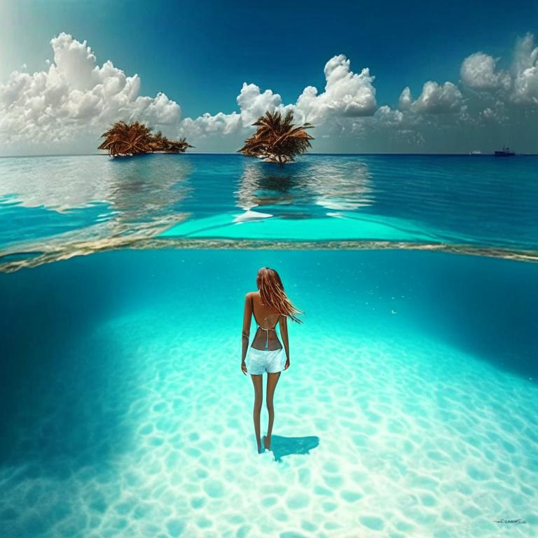 Генерация изображения: я на фоне моря, мальдивы image preview